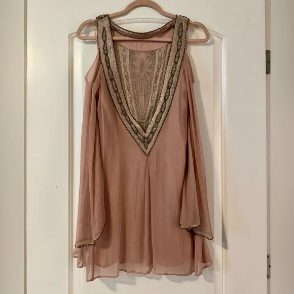 Free People Luna Pink Embellished  Mini Dress - Picture 3 of 10